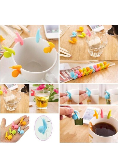 "sevimli Salyangoz Şeklinde Silikon Çay Poşeti Tutucuları 5 Pack -çay Aksesuarları İçin Çeşitli Pastel Renkler" Çok Renkli