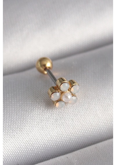 Mey Najmaddin 316l Çelik Gold Renk Zirkon Taşlı Çiçek Model Tragus Piercing Najmaddin Çok Renkli
