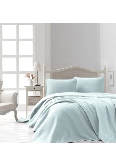 Şaheser Home Collection Jakarlı Yatak Örtüsü Seti Liv Mint Çok Renkli