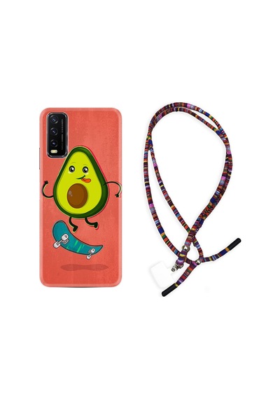 Vivo Y11S Kılıf Rasta Boyun Askılı Avokado Skate 1741