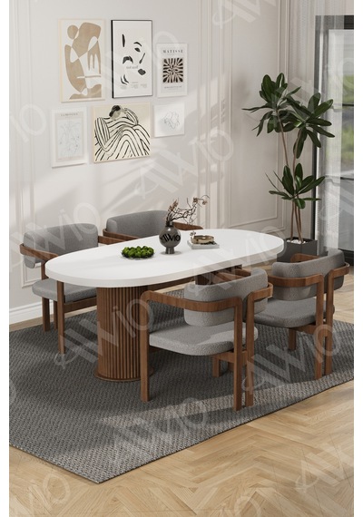 Avvio White Serisi Bohem Ayak 4'lü Tokyo Metal Demonte Sandalye 80x140 Masa Sandalye Takımı Beyaz Masa Sandalye Kahve Kumaş Gri Avvio White Serisi Bohem Ayak 4'lü Tokyo Metal Demonte Sandalye 80x140 Masa Sandalye Takımı Beyaz Masa Sandalye Kahve Kumaş Gri