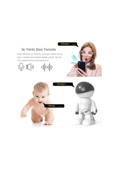 Qasul 1080p Kablosuz Robot Görünümlü Bebek/evcil Hayvan / Hırs...