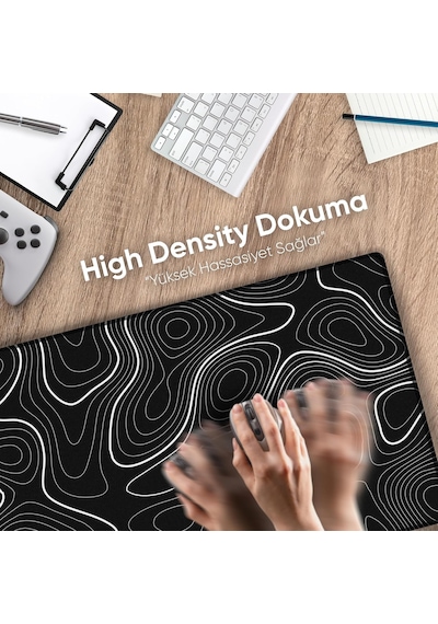 90x40 Cm Xxl Gaming Mouse Pad High Density Hybrid Kumaş Kaymaz Taban Yüksek Çözünürlüklü Baskı Fare Altlığı Oyuncu Mousepad Siyah İzohips