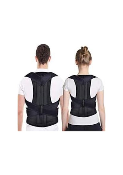 Unisex Siyah Balenli Ortopedik Sporcu Boydan Dik Duruş Korsesi