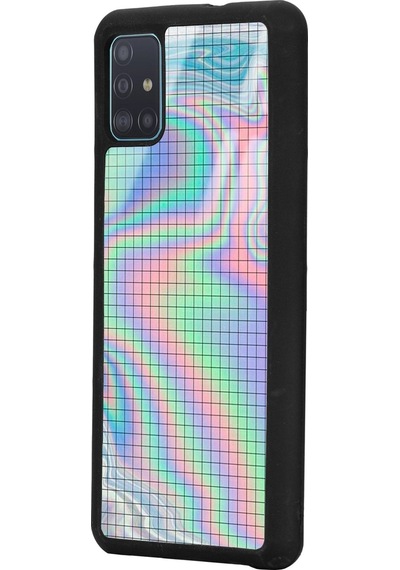 Samsung Uyumlu A51 Neon Dama Tasarımlı Glossy Telefon Kılıfı Siyah