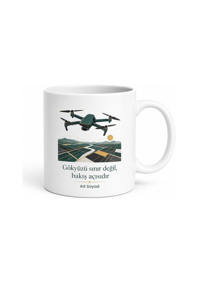 Drone Pilotu Kuş Bakışı Görüntü Gimbal Gökyüzü Kamerası Kupa Bardak Hediye Beyaz / Çok Renkli