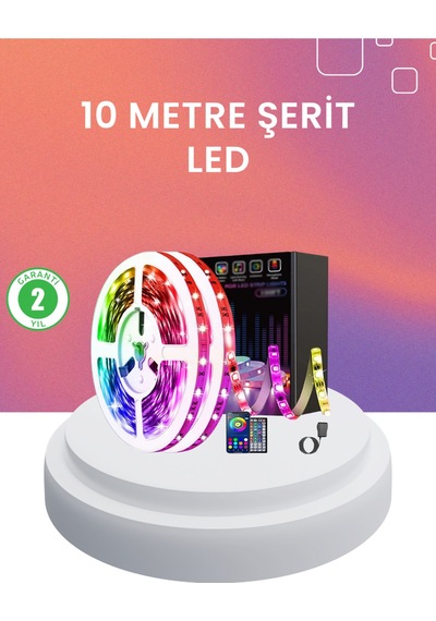 10 Metre Telefon Kontrollü Smart Şerit Led Usb Rgb Kumandalı - Çok Renkli