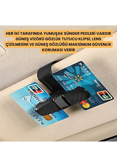 Coofbe Klipsli 180 Derece Döner Klipsli Araç İçi Gözlük Tutucu Kart Tutucu Oto Araç Gözlük Tutacagi 01