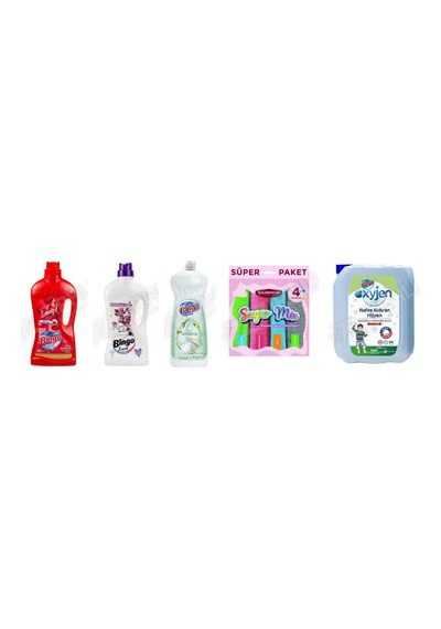Bingo Yüzey Tem. Fresh 2.5 Lt + Yüzey Tem. Fresh 2.5 Lt + Sıvı Bulaşık Deterjanı 1500 Ml + Temzilik Bezi 4'lü + Çamaşır Suyu 4 Lt 5'li Set Diğer