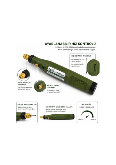 18v Ayarlanabilir Hızlı Mini Gravür Ve Taşlama Makinesi Seti 3000-18000 Rpm, 0.5-3.2 Mm Mandren, Çok Amaçlı Rotary Tool