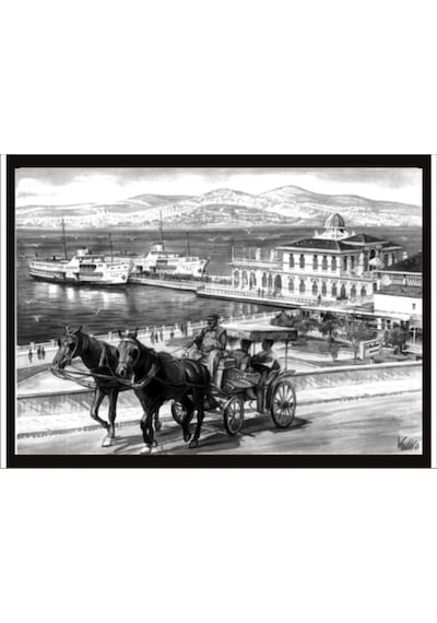 Tarihi Yarım Ada Vapur İskelesi Ve Fayton Poster Tablo