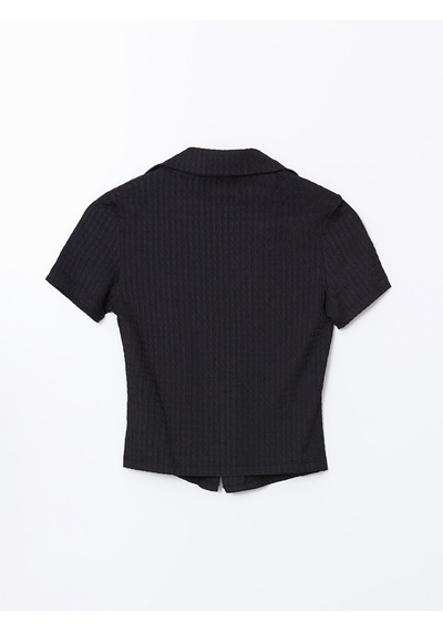 Lcw Vision Siyah Polo Yaka Dokulu Kadın Bluz