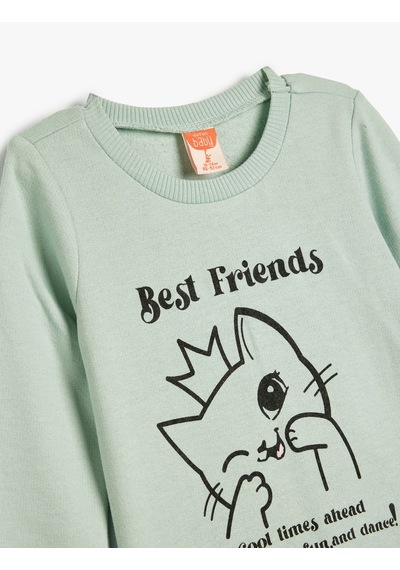 Koton Sweatshirt Uzun Kollu Kedi Baskılı Şardonlu Bisiklet Yaka Pamuklu Mavi 5wmg10108ak Mavi Koton Sweatshirt Uzun Kollu Kedi Baskılı Şardonlu Bisiklet Yaka Pamuklu Mavi 5wmg10108ak Mavi