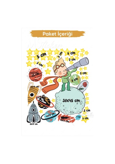 Küçük Prens Uzay Macerası Çocuk Bebek Odası Duvar Sticker Seti