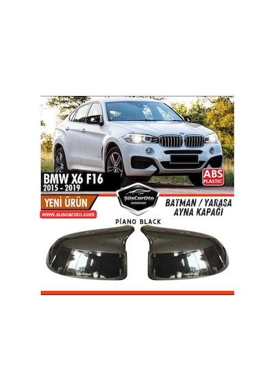 Bmw X6 F16 2015-2019 Uyumlu Batman Yarasa Ayna Kapağı Piano Black Abs Plastik Sağ Sol Takım 00 Şüscaroto Aksesuar