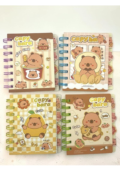 Capy Bara Not Defteri - Mini Telli A7 Not Defteri - Mor