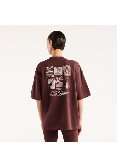 New Balance Pressed Flowers Memories Oversized Kadın Kahverengi T-shirt Wt6289qp-ylr