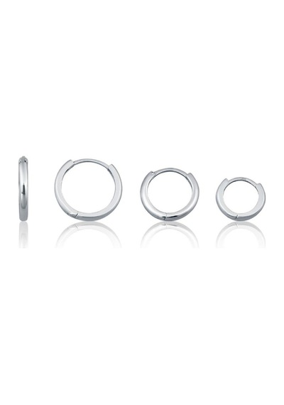 14 Ayar Altın Bombeli Mini Boy Halka Küpe Gizli Kilit 1 Cm Çift Beyaz Altın Beyaz 1,2 Cm