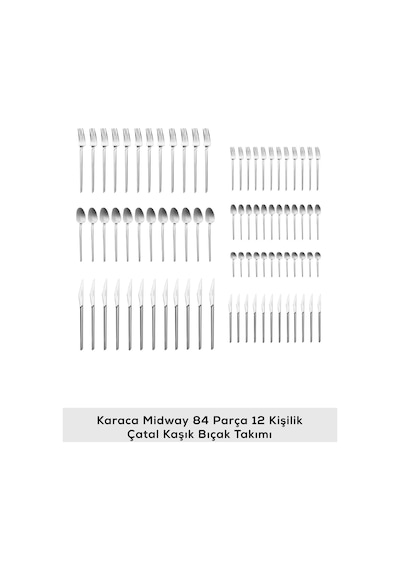 Karaca  Elegance Midway Platin 12 Kişilik 84 Parça Çatal Kaşık Bıçak Takımı