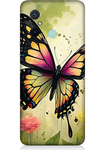 Xiaomi Redmi 12c Uyumlu Çayırda Neşeli Kelebek Desenli Silikon Kılıf Çok Renkli