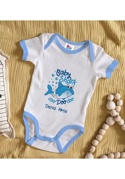 Bitmeyenkartus Bk Kids Kişiye Özel Mavi Bebek Body Zıbın - Model 15 Çok Renkli