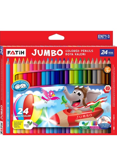 Fatih Fa33350kb24rtb Tam Boy Jumbo Renkli Kuru Boya, 24 Renk 124-Pembe
