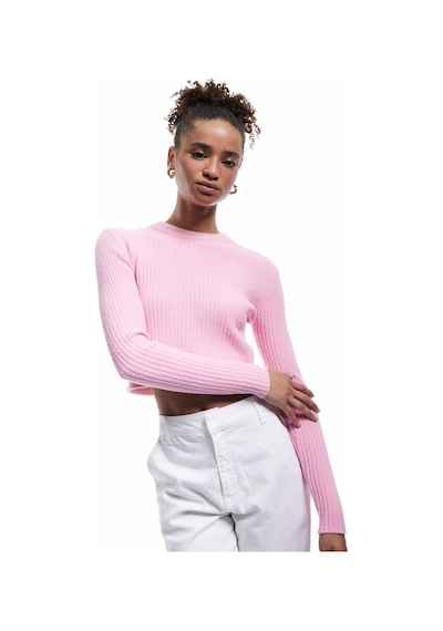 Koton Uzun Kollu Bisiklet Yaka Triko Crop Kazak Pembe 6wal90113ht GÜL