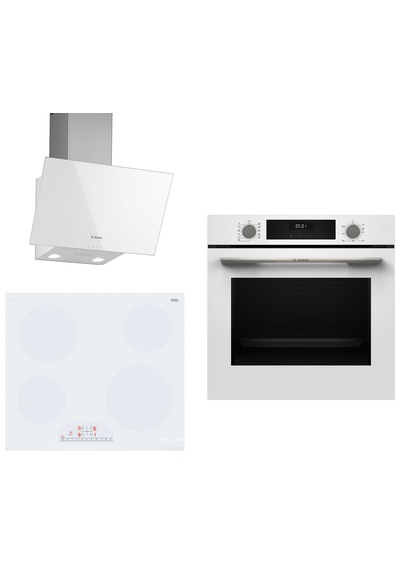 Bosch HUA717BV0T - PKE612FA2E - DWK63PJ20T Elektrikli Ocaklı Beyaz 3 Lü Ankastre Set 671