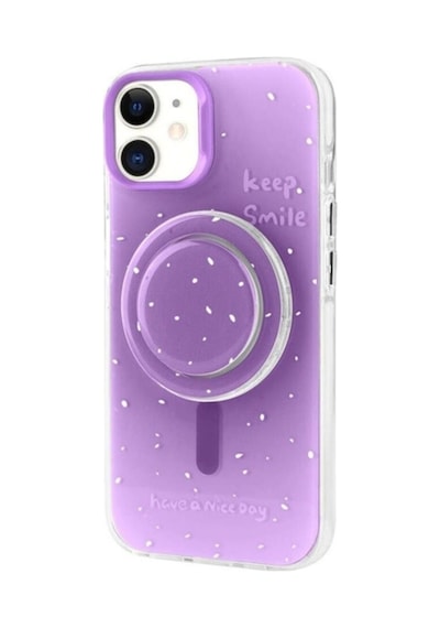 Apple Uyumlu iPhone 11 Kılıf M-safe Şarj Özellikli Tak-çıkar Pop Soketli Zore Tiktok Kapak Mor