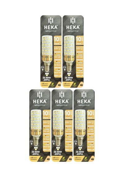 5 Adet Heka 10w 70w Sarı-günışığı-beyaz E14 Duylu Üç Renkli Led Mısır Ampul