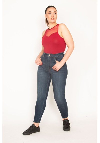 Şans Kadın Lacivert 5 Cep Likralı Süper Skinny Jean Pantolon 65n35381-lacivert Lacivert