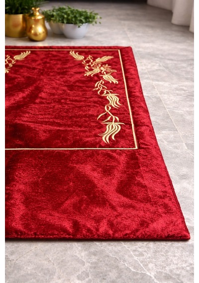 Sırma Nakış İşlemeli Çeyizlik - Diz Ağrıtmaz / Ortopedik Arası Elyaf Dolgulu Seccade 80x120 Ebat Kırmızı Sırma Nakış İşlemeli Çeyizlik - Diz Ağrıtmaz / Ortopedik Arası Elyaf Dolgulu Seccade 80x120 Ebat Kırmızı