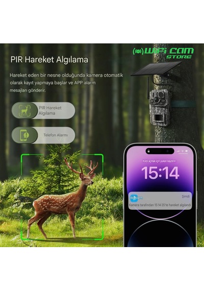 3 Sensörlü Gps Destekli 4g Sim Kartlı Solar Foto Kapan Kamera