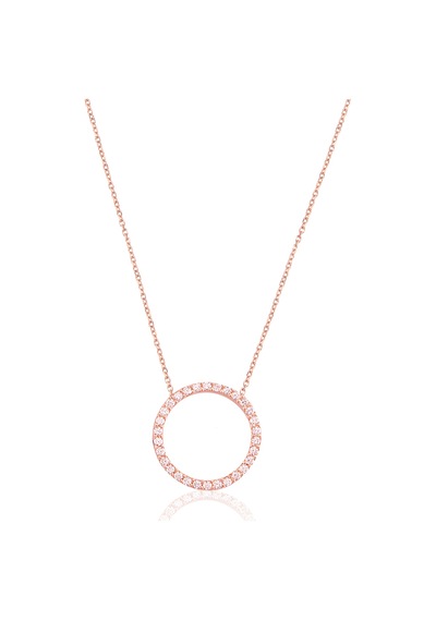 Cosar Sılver 925 Ayar Zirkon Taşlı Yuvarlak Kolye Rose