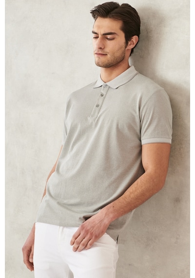 Ac&Co / Altınyıldız Classics 465126598 Düğmeli Polo Yaka Cepsiz Slim Fit Erkek Tişört Taş Rengi Taş
