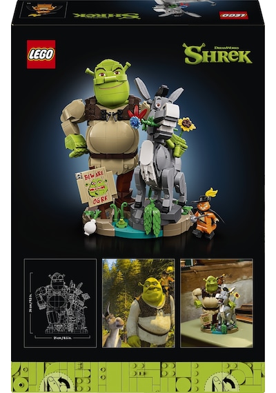 LEGO® Shrek: Şrek, Eşek ve Çizmeli Kedi 72423 - Yetişkinler için Minifigür İçeren Dekoratif Model Yapım Seti (1403 Parça)