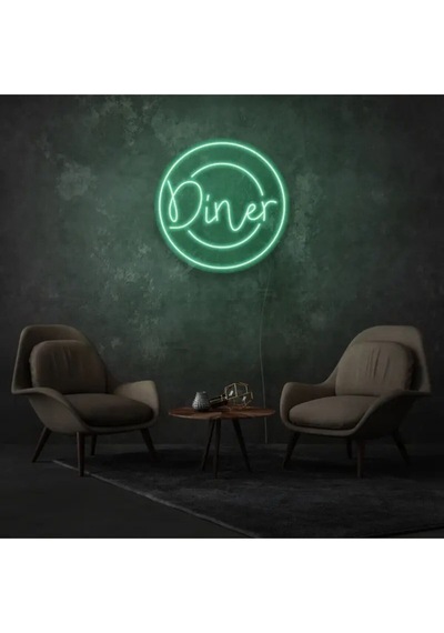 Restoranlara Özel Diner Yazılı Neon Tabela Yeşil
