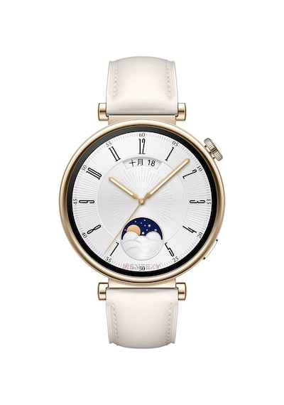 Huawei Watch Gt4 41mm İle Uyumlu Starlight Gold Metal Tokalı Deri Zarif Şık Kordon