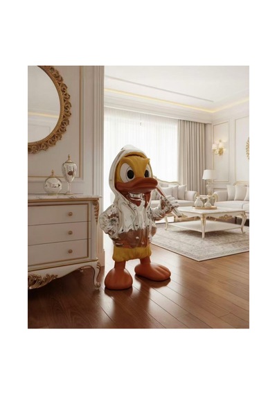 Nexo Xl Büyük Dekoratif Duck Heykelcik Gümüş Renk Dekoratif Obje