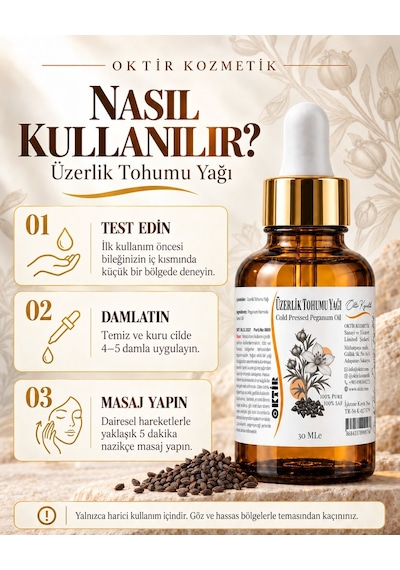 Oktir Soğuk Sıkım Üzerlik Tohumu Yağı Leke Karşıtı Arındırıcı Negatif Enerji Temizleyici 30 Ml