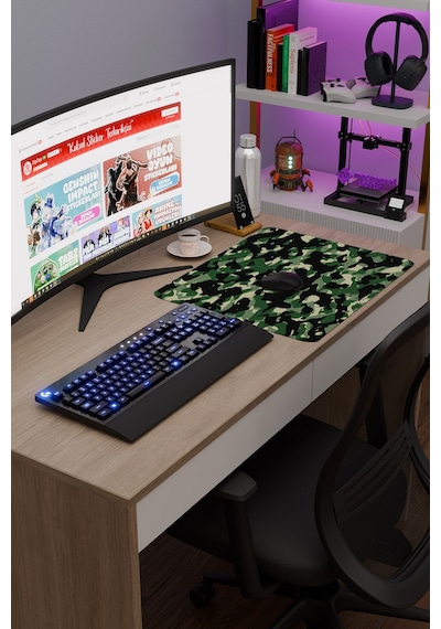 Kamuflaj Kaymaz Dikişli Kauçuk Oyuncu Mousepad V4 - 48x40 Xl Gaming Mouse Pad Fare Altlığı