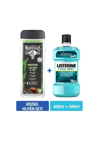 Men Ardıç Ağacı Ve Füjer Duş Jeli 400 Ml+listerine Cool Mint 500 Ml Hijyen Seti Nane