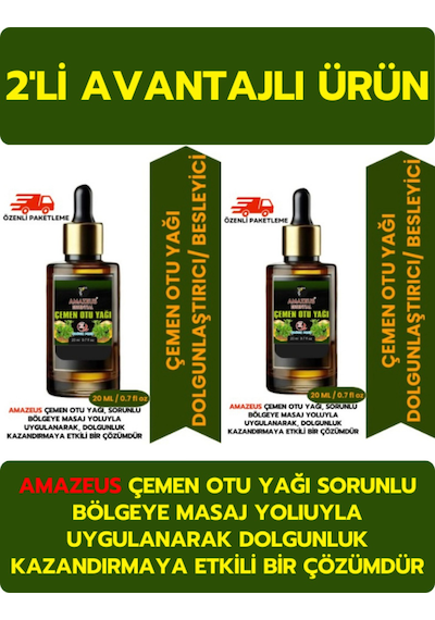Amazeus Çemen Otu Yağı 2'li %100 Saf Ve Doğal Besleyici Etki 2 20 Ml / 0.7 Fl Oz Avantajlı Ürün