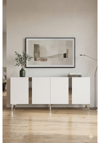Ka1898bs Anka Konsol Ve Tv Sehpası Beyaz-silver 180cm