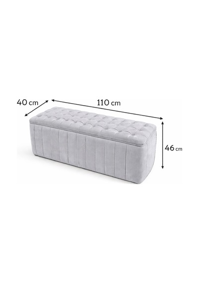 Premium Kapitone Dilimli Puf Bench, Göz Alıcı Lüks Görünüm Ve Modern Dekor İçin Üst Düzey Şıklık Gri - 863945362 Gri
