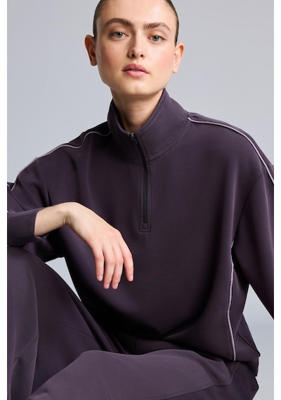 Defacto Ultra Yumuşak Standart Fit Yarım Fermuarlı Biyeli Dik Yaka Modal Sporcu Basic Sweatshirt H4537ax26aupr467 Mor-pr467