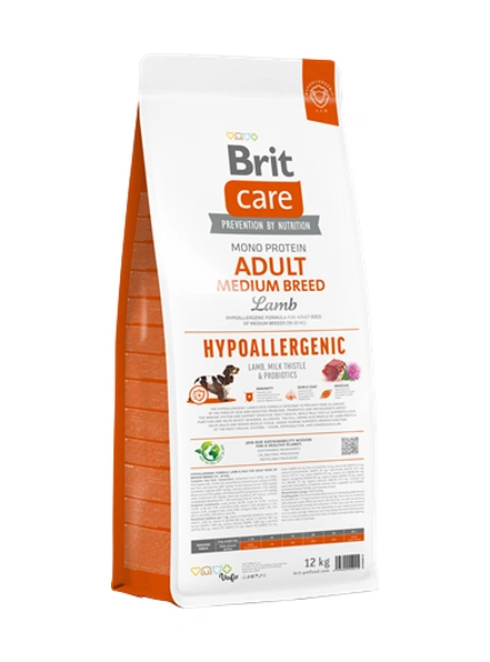 Brit Care Orta Irk Yetişkin Köpekler İçin, Tek Proteinli, Hipoalerjenik, Kuzu Etli Kuru Mama 12 Kg
