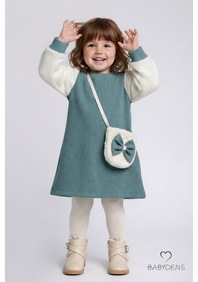 Babyden's Bayramlık Şık Ve Rahat Kız Bebek Elbise Çantalı Yumuşak Peluş Kollu Kışlık Çocuk Kombini Haki Babyden's Bayramlık Şık Ve Rahat Kız Bebek Elbise Çantalı Yumuşak Peluş Kollu Kışlık Çocuk Kombini Haki