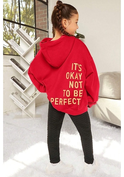 Uyguntarz Çocuk It's Okay Baskılı Sweatshirt Kırmızı