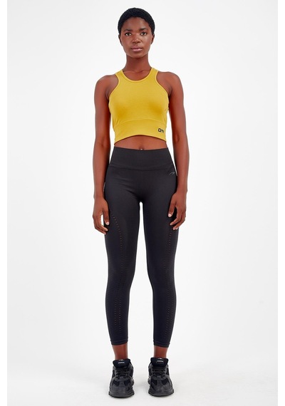 Maraton 17499 Active Slim Fit Kadın Bisiklet Yaka Kolsuz Gym Bralet Sarı